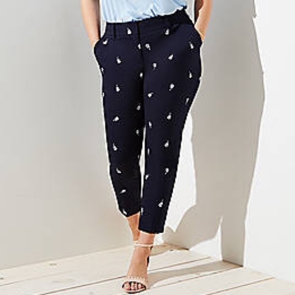 LOFT Pants - LOFT Skinny Floral Embroidered Bi-Stretch Pants